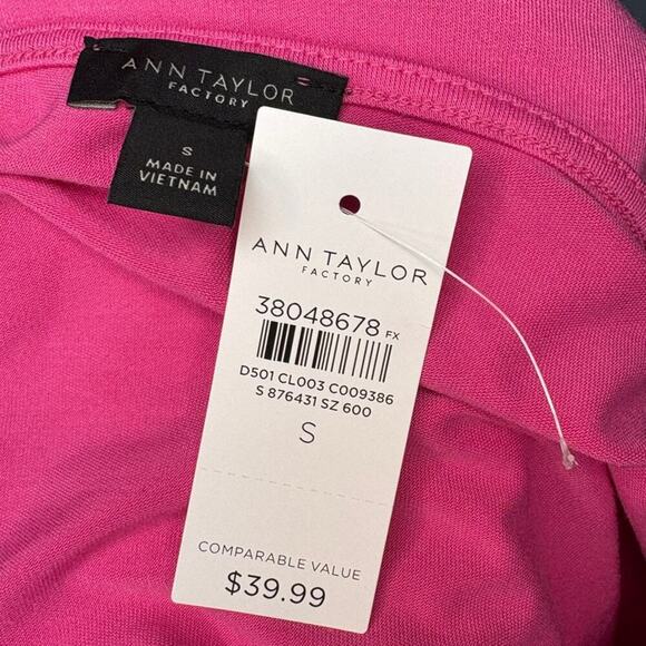 NWT Ann Taylor Factory Pink Boat Neck Classic Sleeveless Tunic Top Sz S - Picture 3 of 4